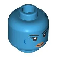 Minifig Head Aayla Secura, Black eyebrows, Nougat Lips, Dark Blue Lines, Neutral / Angry Scowl