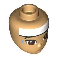 Minidoll Head, Reddish Brown Eyes, Sweat Drop, White Headband