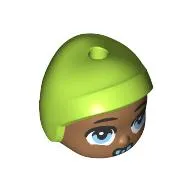 Minidoll Baby Head with Lime Cap, Bright Light Blue Eyes, Pacifier print