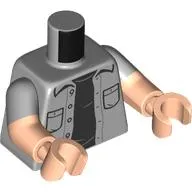 Torso, Dual Molded Arms with Jacket, Pockets, Black Shirt print, Light Bluish Gray Sleeves Pattern, Light Nougat Arms and Hands