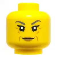 Minifig Head Mystake, Dark Bluish Grey Eyebrows, Nougat Wrinkles, Lips, Smile