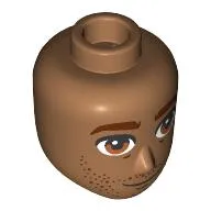 Minidoll Head Male Reddish Brown Eyebrows, Eyes, Stubbled Beard