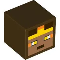 Minifig Head Special, Cube, Pixelated Medium Nougat Face with Yellow, Orange, and Dark Brown Squares, and Yellow Eyes Print