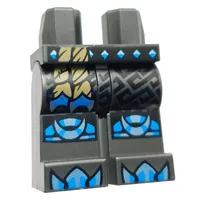 Hips and Pearl Titanium Legs with Dark Azure/Medium Azure Knee Pads, Claws, Dark Tan Rope, Silver Armor print