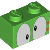 Brick 1 x 2 with Crossed Eyes and Orange Marking Print