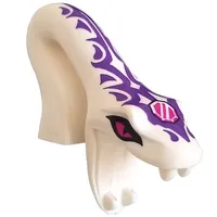Minifig Head Special, Snake, Arched with Open Mouth and Dark Pink Eyes, Dark Purple Markings Print