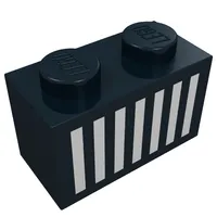 Brick 1 x 2 with White Grill Print