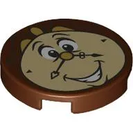 Tile Round 2 x 2 with Tan Cogsworth Clock Face print