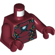 Torso Armor with Gold Detailing, Light Blue/White Circle with Flat Top (Arc Reactor) Print (Iron Man), Dark Red Arms and Hands