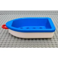 Duplo Boat with Red Tow Loop, White Bottom and 2 x 4 Studs Inside