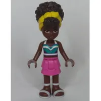 Nandi - Dark Turquoise Top, Dark Pink Skirt, Yellow Ribbon