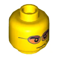 Minifig Head, Orange Sunglasses, Smirk Print [Hollow Stud]