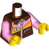 Torso, Jacket with Bright Pink/Orange/Bright Light Orange Decorations, Zipper print, Bright Pink Arms, Yellow Hands, NO.6373
