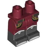 Hips with Dark Red Legs and Black Boots Pattern with Pearl Titanium Coat Tails with Gold Trim, White Knees and Toes Print