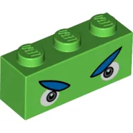 Brick 1 x 3 with Gray Eyes with Angry Blue Eyebrows Print