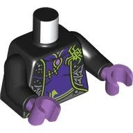 Torso, Robe, Dark Purple Shirt, Lime Trim, Spider, Silver Webs print, Black Arms, Magenta Hands