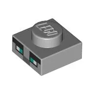 Plate 1 x 1 with Pixelated Dark Turquoise Eyes, Black Eyebrows print