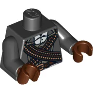 Torso Jacket over White Shirt, Crossed Ammo Belts Print, Black Arms, Reddish Brown Hands