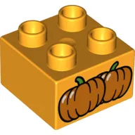 Duplo Brick 2 x 2 with 2 Pumpkins Print