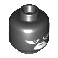 Minifig Head Raven, White Mouth Area, Neutral White Eyes / Angry Red Eyes Print