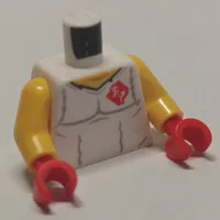 Torso Tank Top, Red Asian Symbol on Chest and Back print, Yellow Arms, Red Hands