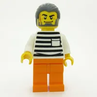 Criminal, Black and White Striped Shirt, Orange Legs, Dark Bluish Gray Hair