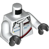 Torso Race Suit with Mobil Logo on Front Print, White Arms, Black Hands