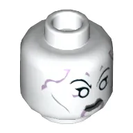 Minifig Head Asajj Ventress, White Eyes and Dark Bluish Gray Lips Print [Hollow Stud]