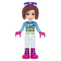 Amy - Medium Azure Ski Vest, Light Aqua Trousers, Glasses