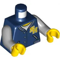 Torso Letterman Jacket with "NH" Logo, Pockets, White Shirt Print, Light Bluish Gray Arms, Yellow Hands