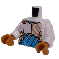 Torso, Gold Asian Symbol, Gold/Dark Azure Armor print, White Arms, Pearl Gold Hands