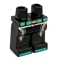 Hips and Black Legs with Dark Turquoise Belt, Gold/Magenta Stripes print