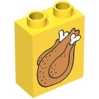 Duplo Brick 1 x 2 x 2 with Roast Turkey Print