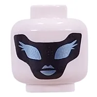 Minifig Head One, Black Facemask, Metal Blue Eyes, Mouth