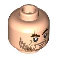 Minifig Head Hector Barbossa, Dark Brown Eyebrows, Nougat Beard, Moustache, Neutral / Light Bluish Grey Face, Angry Teeth