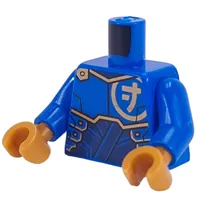 Torso, Gold Asian Symbol, Gold/Dark Blue Armor print, Blue Arms, Pearl Gold Hands
