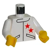 Torso Racing Jacket with Two Stars Jacket Print, White Arms, Yellow Hands