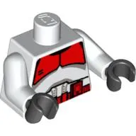 Torso Armor Clone Trooper with Red Mark 'Shock Trooper' Print, White Arms, Black Hands