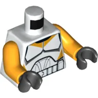 Torso Clone Trooper Armor with Bright Light Orange Markings Print, Bright Light Orange Arms, Black Hands