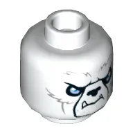 Minifig Head Icepaw / Ice Bear, Black Nose, White Fang, Blue Eyes and Gray Fur Print [Hollow Stud]
