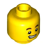Minifig Head, Brown Eyebrows, Crooked Teeth Smile