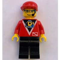 Marine Explorer, Red Shirt with Divers Logo, Black Legs, Red Cap, Glasses and Headset