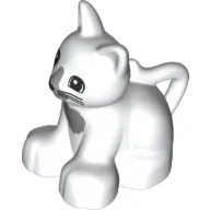 Duplo Animal Cat / Kitten Sitting with Gray Nose and Chest Print