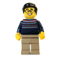 Dark Blue Torso, Tan Legs, Black Hair