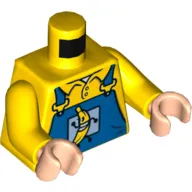 Torso Overalls Blue with Running Banana and 'Banana Co.' on Reverse Print, Yellow Arms, Light Nougat Hands