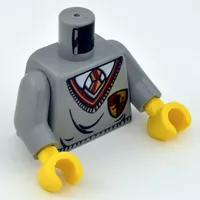 Torso Hogwarts Uniform Sweater with Gryffindor Crest Print, Light Gray Arms, Yellow Hands