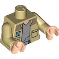 Torso Shirt Open with Pockets and Gray T-Shirt Print (Captain Antilles), Tan Arms, Light Nougat Hands