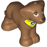 Animal, Dog Big with Brown Eyes, Black Nose, Vibrant Yellow Neckerchief Print