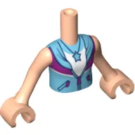 Minidoll Torso Girl with Azure Shirt with Dark Pink Band, White Top, Star Pendent, Tan Chest and Light Nougat Arms