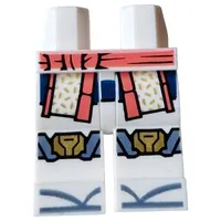 Hips and White Legs with Coral Sash, Robe Ends, Gold/Sand Blue Knee Pads print